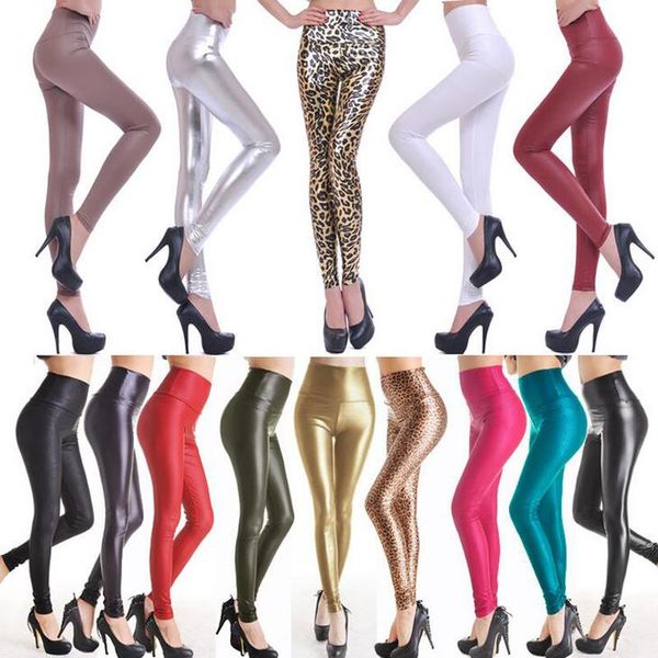 women's leggings faux leather thin women high waist shiny pants stretchy plus size trousers am1182, Black 
women's leggings faux leather thin women high waist shiny pants stretchy plus size trousers am1182, Black