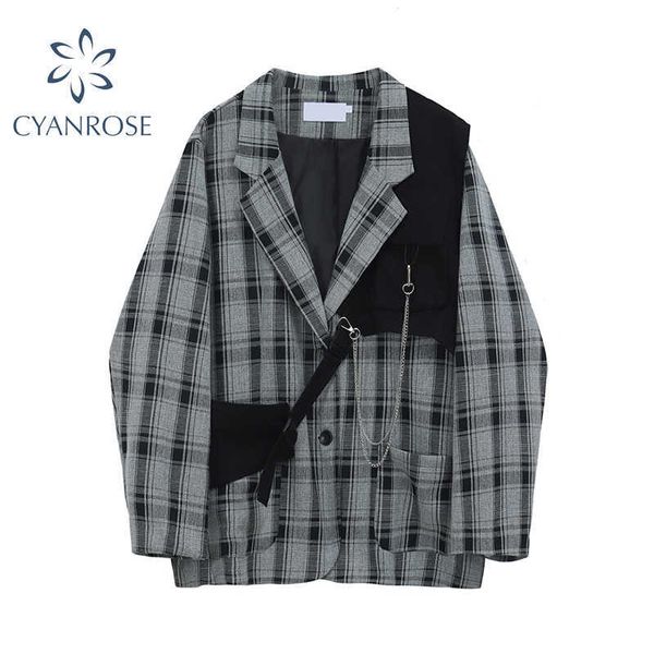 autumn korean vintage plaid blazers women casual oversized female suit jackets streetwear ladies outwear fashion clothes 210925, Black;brown
autumn korean vintage plaid blazers women casual oversized female suit jackets streetwear ladies outwear fashion clothes 210925, Black;brown