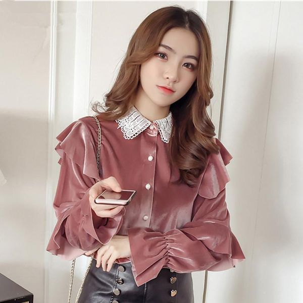 velvet casual blouse solid color shirt turn down collar satin tees loose long sleeve shirts for women clothing pink black, White
velvet casual blouse solid color shirt turn down collar satin tees loose long sleeve shirts for women clothing pink black, White