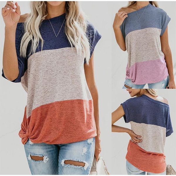 women's t-shirt block patchwork mutilcolor t shirt twist knot o-neck short sleeve casual tees 2021 summer fashion female loose, White
women's t-shirt block patchwork mutilcolor t shirt twist knot o-neck short sleeve casual tees 2021 summer fashion female loose, White