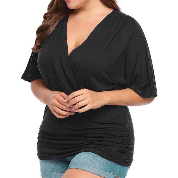 women's blouses & shirts women summer fashion casual large size short sleeve v-neck pullover european and american elegant wome shirt, White
women's blouses & shirts women summer fashion casual large size short sleeve v-neck pullover european and american elegant wome shirt, White