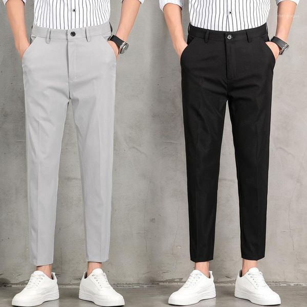 men's pants cropped korean fashion spring and summer trousers slim fit small foot suit no iron casual sports, Black
men's pants cropped korean fashion spring and summer trousers slim fit small foot suit no iron casual sports, Black