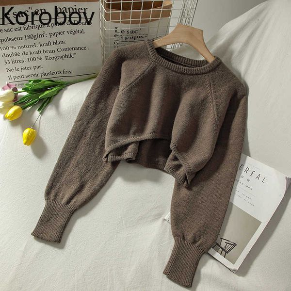 korobov preppy style streetwear crop knit pullovers korean long sleeve o neck solid sweaters vintage jumper femme 210922, White;black
korobov preppy style streetwear crop knit pullovers korean long sleeve o neck solid sweaters vintage jumper femme 210922, White;black