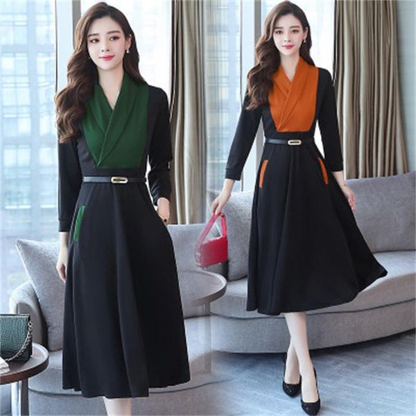 elegant spring in the long section of autumn women's new temperament slim waist over knee dress women 85sd, Black
elegant spring in the long section of autumn women's new temperament slim waist over knee dress women 85sd, Black