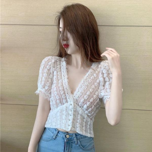 women's blouses & shirts ulzzang chemisiers et femme vintage blusas summer crop clothing korean fashion low-cut v-neck chic, White
women's blouses & shirts ulzzang chemisiers et femme vintage blusas summer crop clothing korean fashion low-cut v-neck chic, White