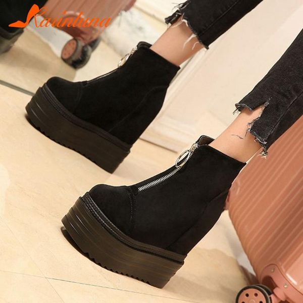 boots 2021 arrivals female shoes casual round toe zip high platform heels flock ankel woman booties, Black
boots 2021 arrivals female shoes casual round toe zip high platform heels flock ankel woman booties, Black