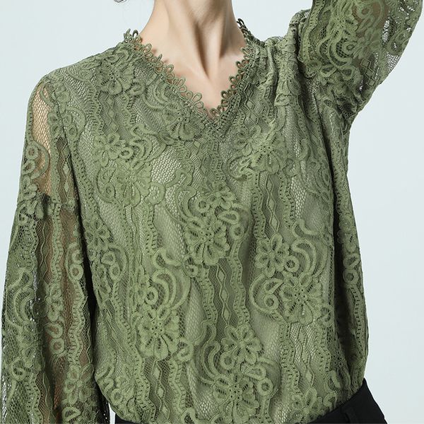 2021 lace ladies' upper garment blouse women spring new sweet long sleeve shirt v-neck show thin belly gea3, Blue
2021 lace ladies' upper garment blouse women spring new sweet long sleeve shirt v-neck show thin belly gea3, Blue