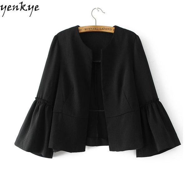 women's suits & blazers european style black cardigan blazer feminino o neck flare sleeve short female office 2021 plus size hy8282, White;black
women's suits & blazers european style black cardigan blazer feminino o neck flare sleeve short female office 2021 plus size hy8282, White;black