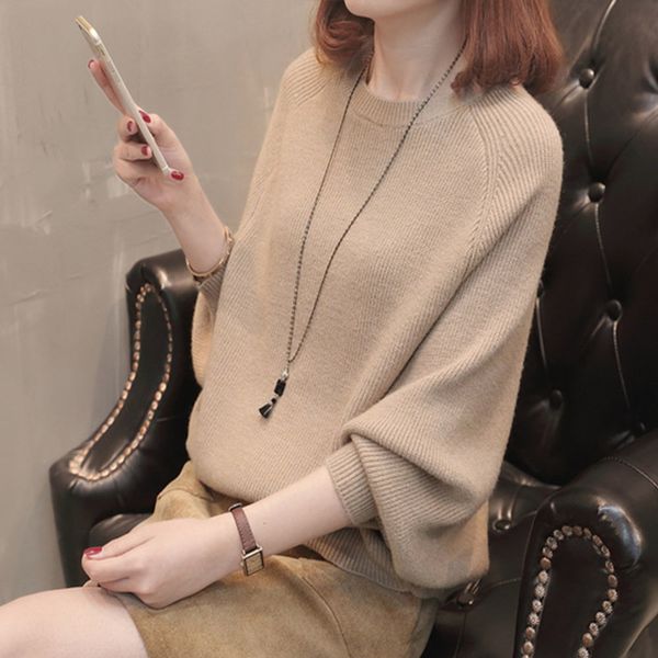 new 2021 office super large chic knitted spring women's bathrobe sleeve round neck sweater casual x fbe9, White;black
new 2021 office super large chic knitted spring women's bathrobe sleeve round neck sweater casual x fbe9, White;black