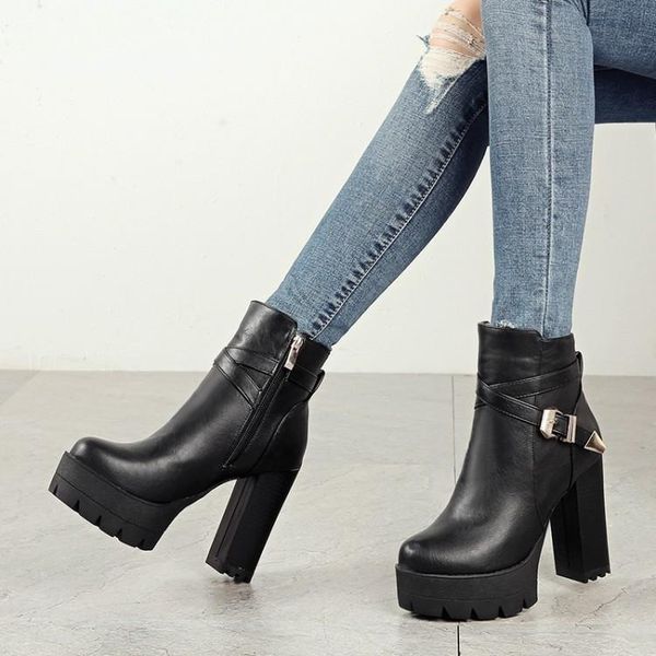 boots short women 2021 metal buckle single thick heels high waterproof platform soled bare british, Black
boots short women 2021 metal buckle single thick heels high waterproof platform soled bare british, Black