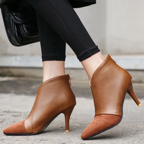 boots autumn ankle women elegant pointed female high heels single shoes stitching casual ladies fashion, Black
boots autumn ankle women elegant pointed female high heels single shoes stitching casual ladies fashion, Black