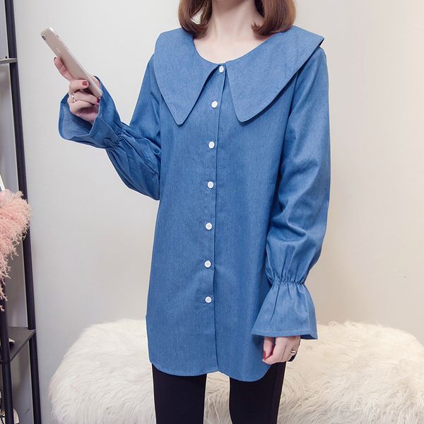 more size 5xl spring korean blue shirt female peter pan long sleeve collar sweet 2021 new ni4z, Black
more size 5xl spring korean blue shirt female peter pan long sleeve collar sweet 2021 new ni4z, Black
