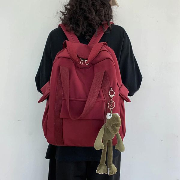 backpack solid color women's waterproof nylon simple school bag for teenage girl shoulder travel
backpack solid color women's waterproof nylon simple school bag for teenage girl shoulder travel