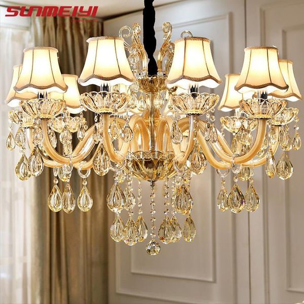 modern luxury crystal chandelier lighting for living room european lustre para with shade indoor pendant lamp home decorative
modern luxury crystal chandelier lighting for living room european lustre para with shade indoor pendant lamp home decorative