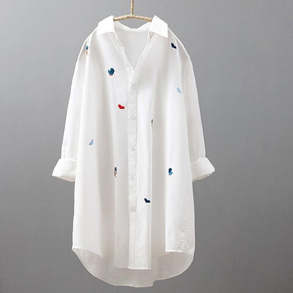women's blouses & shirts spring white embroidery medium long women sleeve square collar loose shirt l0901060
women's blouses & shirts spring white embroidery medium long women sleeve square collar loose shirt l0901060