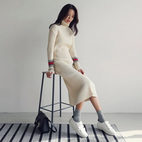 women's sweaters autumn and winter super fire turtleneck korean medium length sweater, White;black
women's sweaters autumn and winter super fire turtleneck korean medium length sweater, White;black