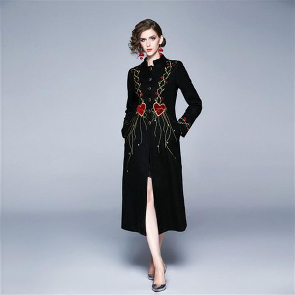 women's wool & blends 2021 autumn winter high-end women long coat elegant sleeve single-breasted retro golden embroidery slim, Black
women's wool & blends 2021 autumn winter high-end women long coat elegant sleeve single-breasted retro golden embroidery slim, Black