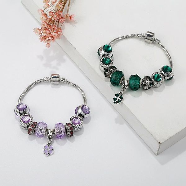 link, chain cross border small fresh clover panjia bracelet diy big hole bead hand jewelry manufacturer wholesale, Black
link, chain cross border small fresh clover panjia bracelet diy big hole bead hand jewelry manufacturer wholesale, Black