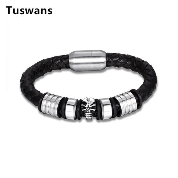 charm bracelets skull black color leather for men's 316l stainless steel vintage punk jewelry rope chain wristband personality bangles, Golden;silver
charm bracelets skull black color leather for men's 316l stainless steel vintage punk jewelry rope chain wristband personality bangles, Golden;silver