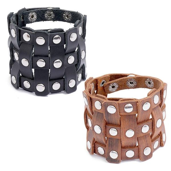 tennis manual braided genuine leather cuff bracelets round rivets overlapping wide bangles gothic party jewelrys, Golden;silver
tennis manual braided genuine leather cuff bracelets round rivets overlapping wide bangles gothic party jewelrys, Golden;silver
