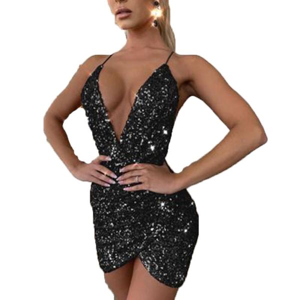 casual dresses vestido corto sequins shiny dress ladies deep v-neck backless bandage slip for women irregular mini party, Black;gray
casual dresses vestido corto sequins shiny dress ladies deep v-neck backless bandage slip for women irregular mini party, Black;gray