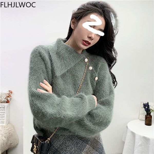 women's sweaters retro vintage knitted jumper sweater chic korea japan style girl preppy design button turtleneck pullovers 2021 fall, White;black
women's sweaters retro vintage knitted jumper sweater chic korea japan style girl preppy design button turtleneck pullovers 2021 fall, White;black