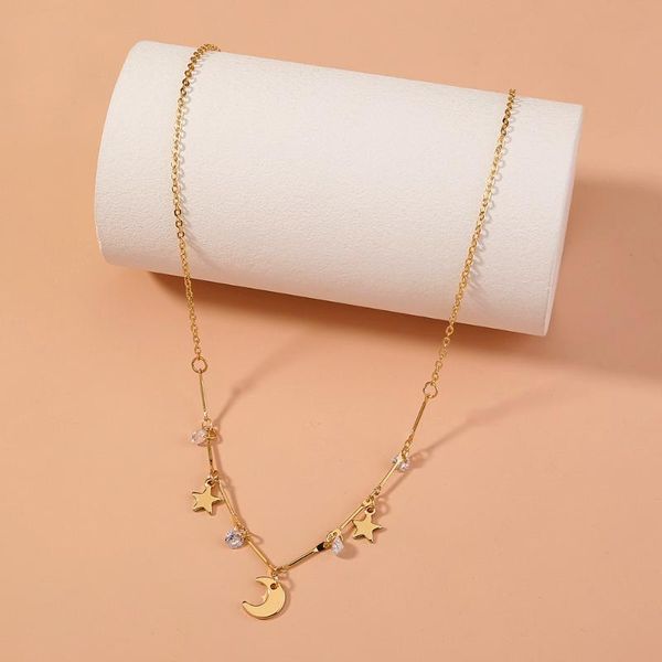 chains korea fresh and simple wind stars moon creative design pendant short necklace women's holiday jewelry, Silver
chains korea fresh and simple wind stars moon creative design pendant short necklace women's holiday jewelry, Silver