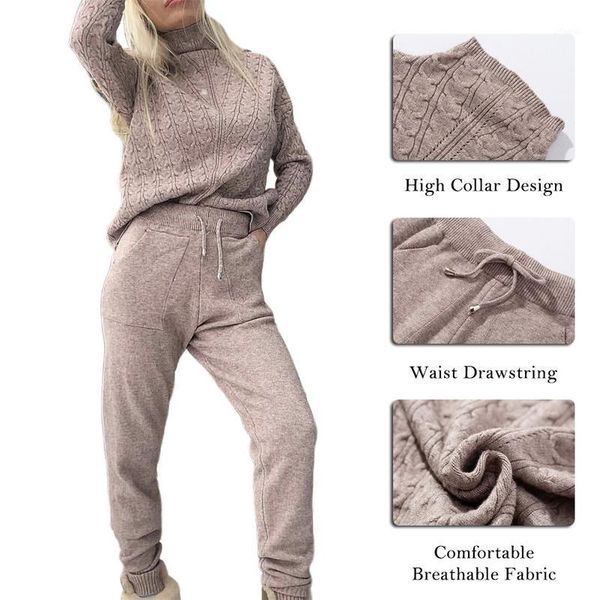women's tracksuits 11.11 female autumn winter suit wool warm knitted sets turtleneck twist sweater+pant two piece set woman suits, Gray
women's tracksuits 11.11 female autumn winter suit wool warm knitted sets turtleneck twist sweater+pant two piece set woman suits, Gray