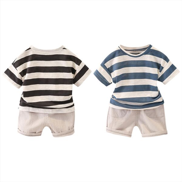 1 5years boys short sleeved shorts set fresh stripe round neck and solid color pants, White
1 5years boys short sleeved shorts set fresh stripe round neck and solid color pants, White