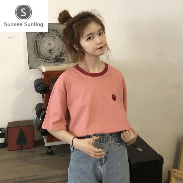 women's t-shirt summer korean cute strawberry embroidery women t-shirts loose net red harajuku style tees female 2021 bottoming, White
women's t-shirt summer korean cute strawberry embroidery women t-shirts loose net red harajuku style tees female 2021 bottoming, White
