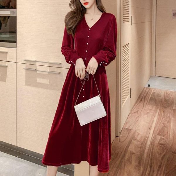 casual dresses 2021 plus size women's spring autumn dress temperament waist slim v-neck female gold velvet b51, Black;gray
casual dresses 2021 plus size women's spring autumn dress temperament waist slim v-neck female gold velvet b51, Black;gray