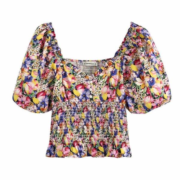 2021 new women fashion colorful floral printing casual slim blouse female puff sleeve elastic blusas leisure chemise ls6543, White
2021 new women fashion colorful floral printing casual slim blouse female puff sleeve elastic blusas leisure chemise ls6543, White