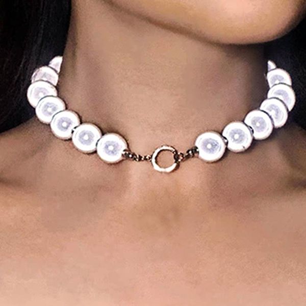 chokers fashion pearl necklace for women punk silver color glow chain necklaces luminous collar wedding jewelry gift, Golden;silver
chokers fashion pearl necklace for women punk silver color glow chain necklaces luminous collar wedding jewelry gift, Golden;silver