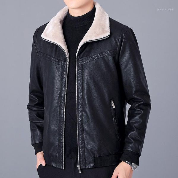 men's winter jacket thickened plus velvet motorcycle leather windproof casual warm pu youth outerwear fur & faux, Black
men's winter jacket thickened plus velvet motorcycle leather windproof casual warm pu youth outerwear fur & faux, Black