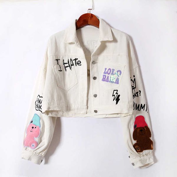 spring letter printed jeans jacket vintage long sleeve side pockets female outerwear chic overcoat 210531, Black;brown
spring letter printed jeans jacket vintage long sleeve side pockets female outerwear chic overcoat 210531, Black;brown