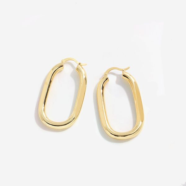 french designer gold oval metal earrings, Silver 
french designer gold oval metal earrings, Silver