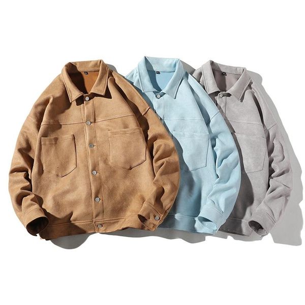 men's jackets solid oversized suede korean style men casual loose coats 2021 autumn fashion outerwear, Black;brown
men's jackets solid oversized suede korean style men casual loose coats 2021 autumn fashion outerwear, Black;brown