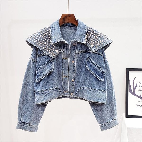 women's jackets korean fashion removable rivet shawl short denim jacket women vintage blue loose casual long sleeve jeans outwear femal, Black;brown
women's jackets korean fashion removable rivet shawl short denim jacket women vintage blue loose casual long sleeve jeans outwear femal, Black;brown