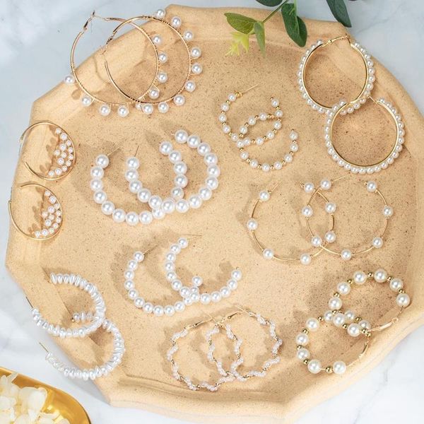 hoop & huggie summer beach simple gold color metal pearl earrings big circle statement for women girl party jewelry, Golden;silver
hoop & huggie summer beach simple gold color metal pearl earrings big circle statement for women girl party jewelry, Golden;silver