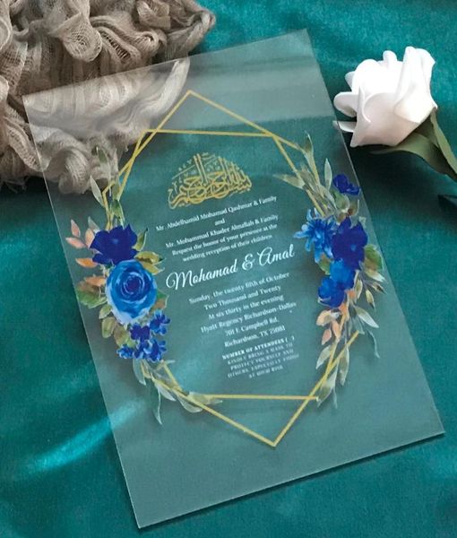 navy blue flowers acrylic wedding invitation.gold geometric acrylic invitations,10pcs custom invite,white ink clear card
navy blue flowers acrylic wedding invitation.gold geometric acrylic invitations,10pcs custom invite,white ink clear card