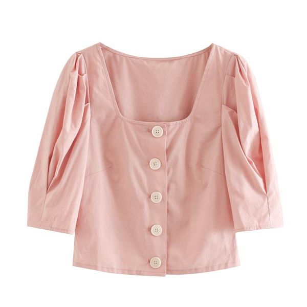 women's blouses & shirts 2021 women vintage square collar pleat lantern sleeve pink blouse female simply breasted slim shirt chic chemi, White
women's blouses & shirts 2021 women vintage square collar pleat lantern sleeve pink blouse female simply breasted slim shirt chic chemi, White