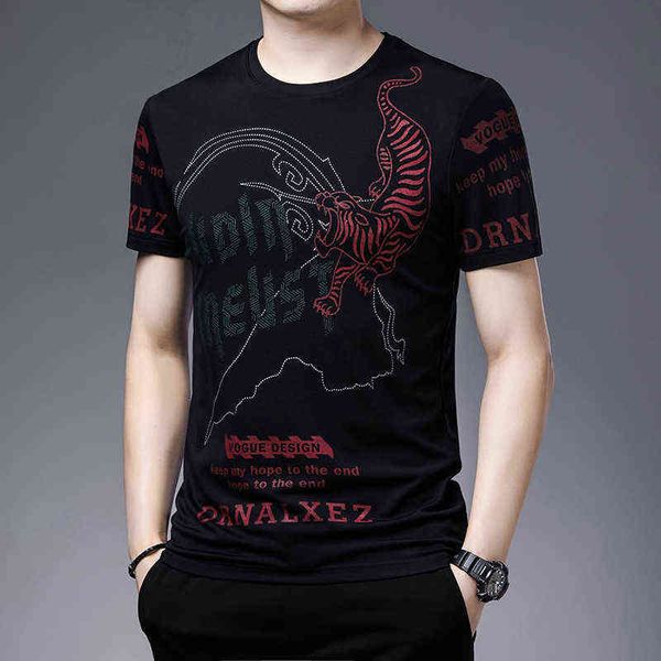tiger crown printed mercerized cotton short sleeve men's street trendy t-shirt, White;black
tiger crown printed mercerized cotton short sleeve men's street trendy t-shirt, White;black
