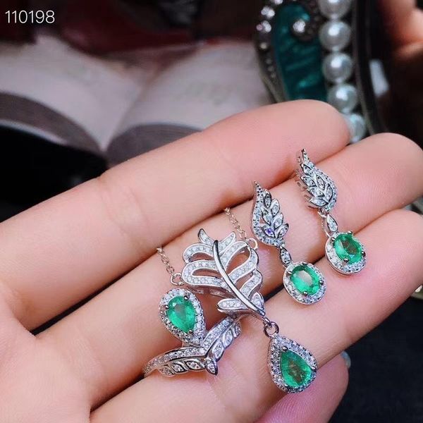 bracelet, earrings & necklace natural green emerald ring pendant gemstone jewelry set s925 silver fashion feather leaf women party, Black
bracelet, earrings & necklace natural green emerald ring pendant gemstone jewelry set s925 silver fashion feather leaf women party, Black