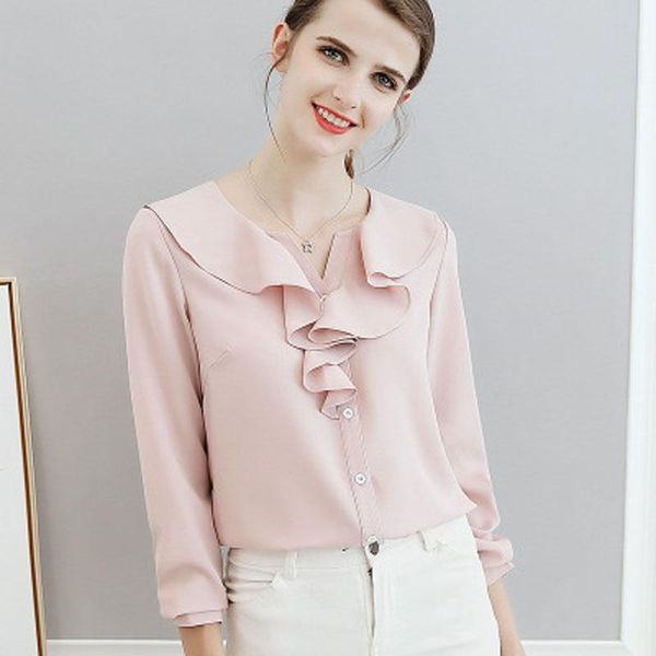 women's blouses & shirts latest women chiffon blouse fastional casual shirt full sleeve turn-down collar solid for summer, White
women's blouses & shirts latest women chiffon blouse fastional casual shirt full sleeve turn-down collar solid for summer, White