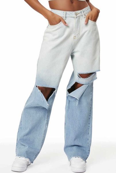 fashion jeans 2021 spring bf women's high waist handsome loose gradient perforated wide leg beggars' pants, Blue
fashion jeans 2021 spring bf women's high waist handsome loose gradient perforated wide leg beggars' pants, Blue