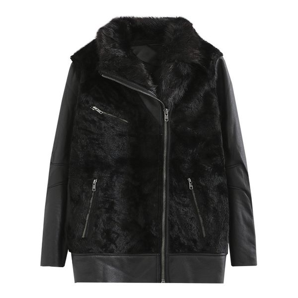 women's jackets stylish lady faux fur patchwork pu black long warm outwear women winter fashion zippers leather thick coats 9am3, Black;brown
women's jackets stylish lady faux fur patchwork pu black long warm outwear women winter fashion zippers leather thick coats 9am3, Black;brown