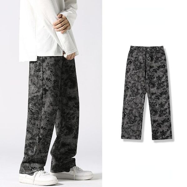 men's jeans men wide leg tie dye printed mens high street fall loose fitting straight trend trousers, Blue
men's jeans men wide leg tie dye printed mens high street fall loose fitting straight trend trousers, Blue