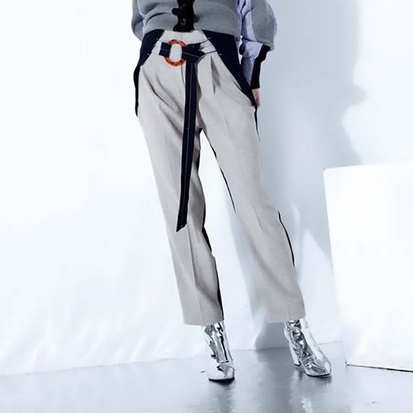 women's pants & capris deat 2021 autumn winter high waist khaki hit color belt split joint leisure loose women trousers fashion tide jo, Black;white
women's pants & capris deat 2021 autumn winter high waist khaki hit color belt split joint leisure loose women trousers fashion tide jo, Black;white