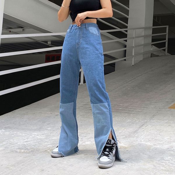 patchwork casual blue jeans pants women split side straight denim high waist long trousers ladies fashion streetwear, Black;white
patchwork casual blue jeans pants women split side straight denim high waist long trousers ladies fashion streetwear, Black;white