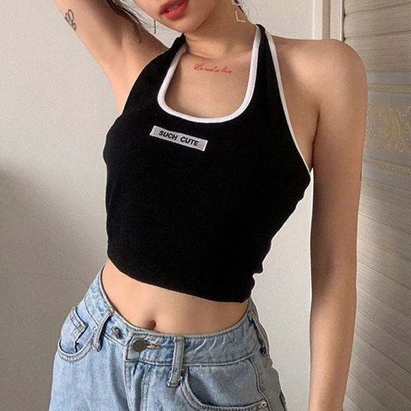 letter printed halter sleeveless crop women backless tank tees fashion black harajuku mini vest summer, White
letter printed halter sleeveless crop women backless tank tees fashion black harajuku mini vest summer, White